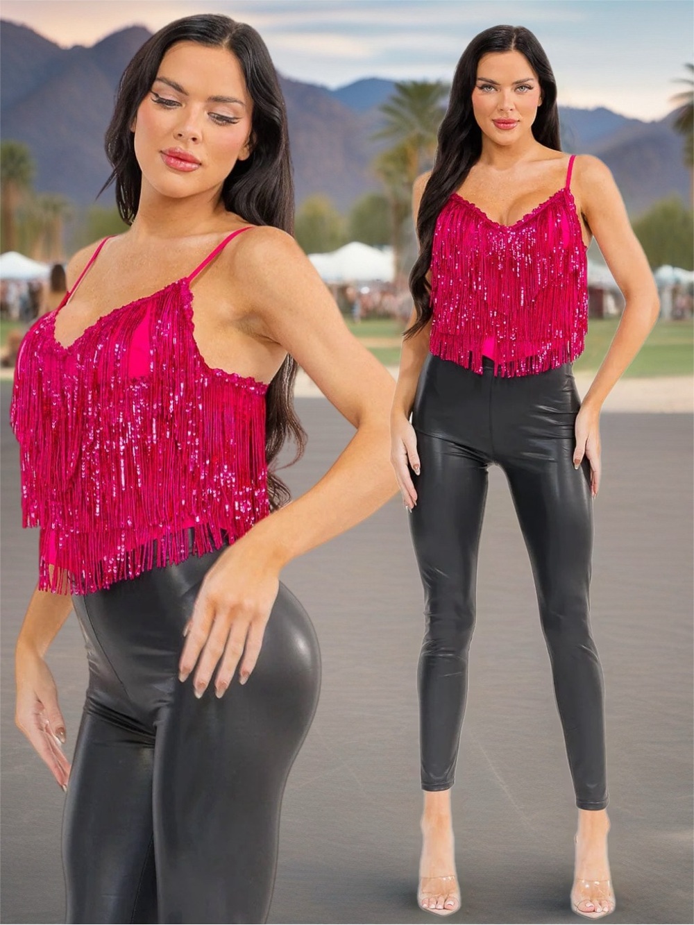 Celebrity Fashion by Hera Collection | Stevie Fringed Sequin Corset Crop Top New